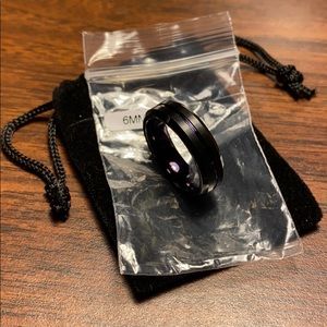 Black and Purple Tungsten Ring 6mm Size 8
